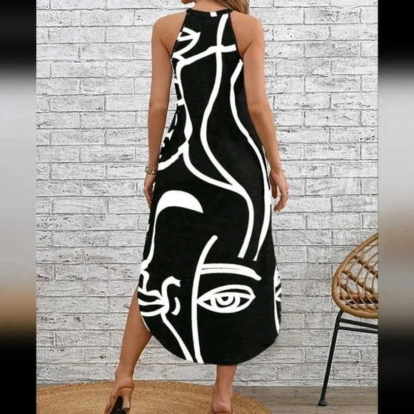 COPY - Figure Graphic Hidden Pocket Curved Hem Dress - Picture 6 of 6